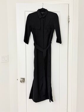 Vero Moda Black Maxi Shirt Dress with Waist Tie
